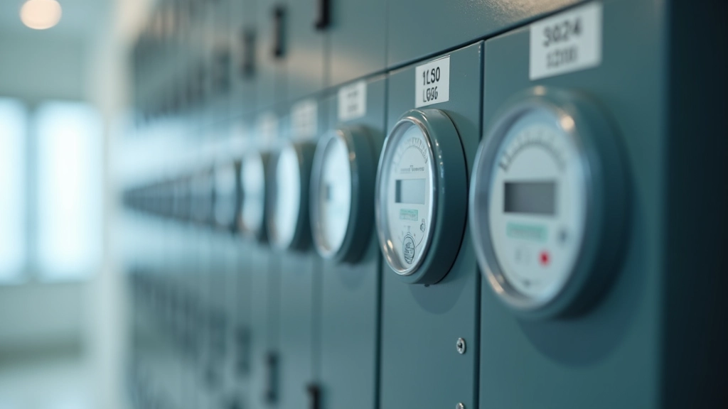 Close-up of utility meters and electrical panel in residential setting