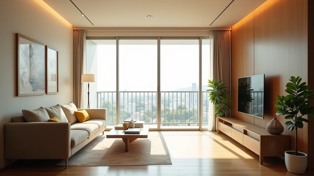 Modern apartment living room with natural light and modern furniture setup in Pasir Ris residential area