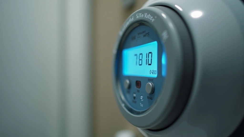 Water meter display showing measurement readings in a residential setting